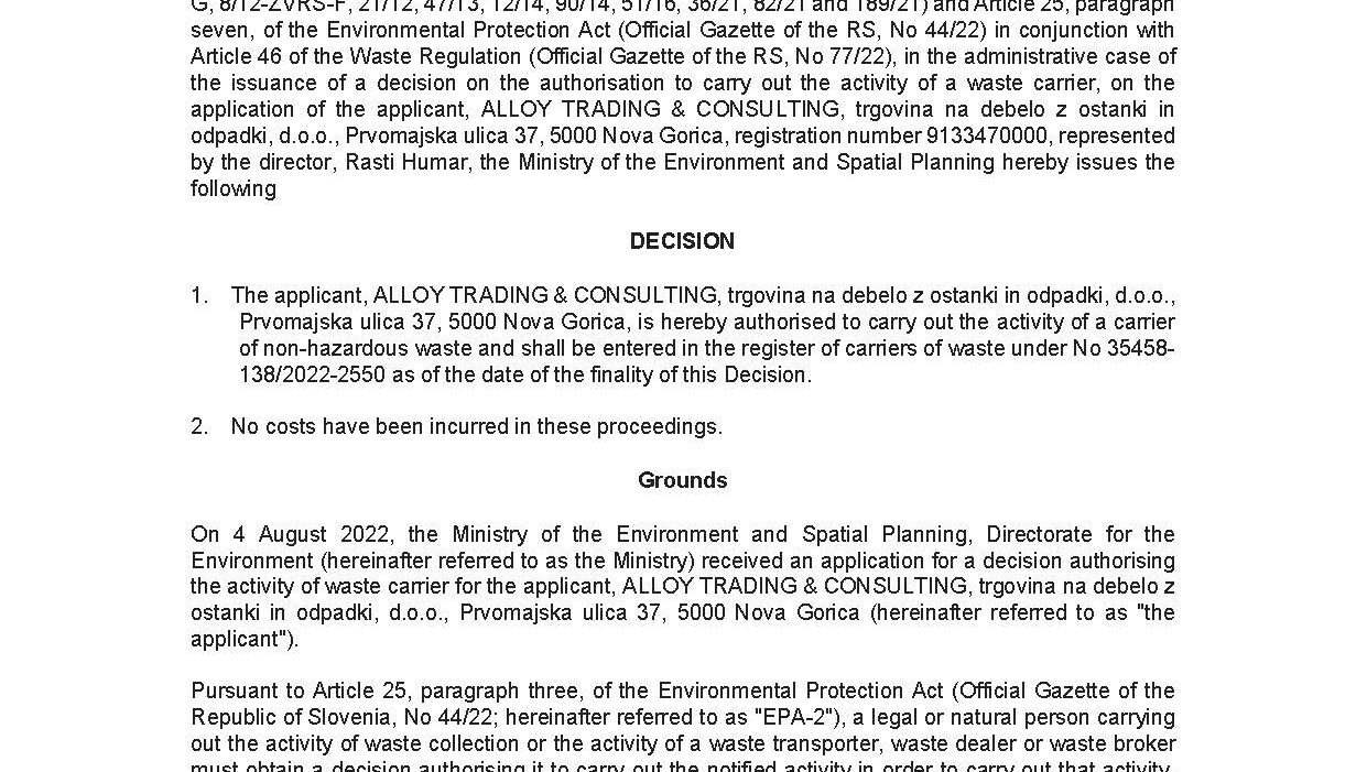 Carrier of non-hazardous waste Authorisation_Page_1